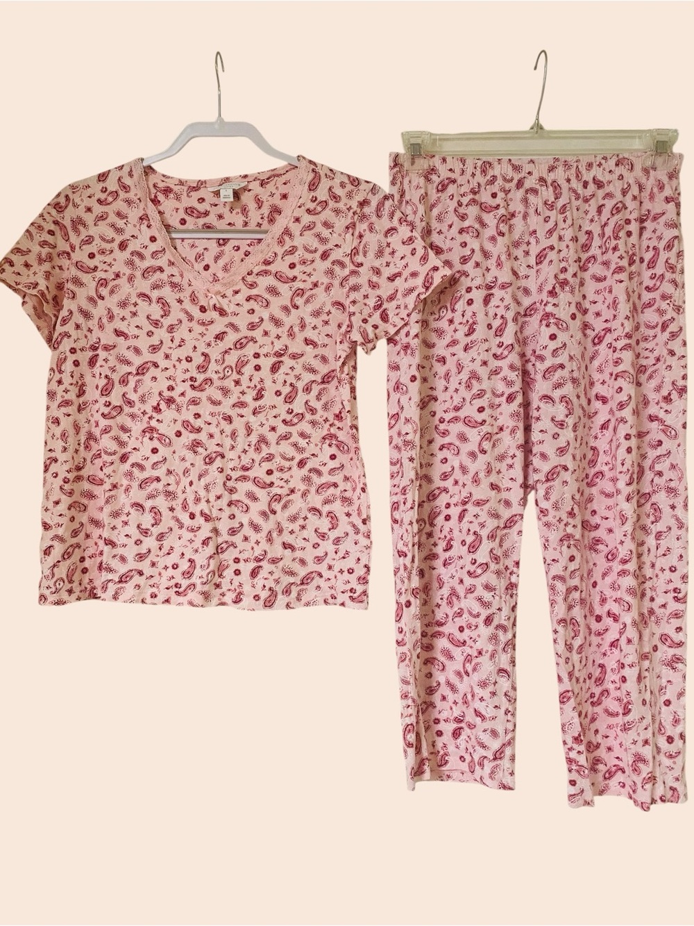 Charter Club Pink Paisley Pajama Set - Short Sleeve Top & Capris NWOT